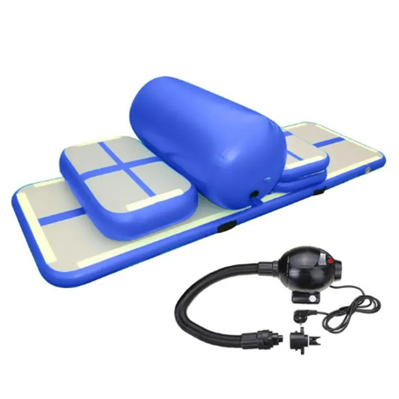 Надувной гимнастический матрас для тренажерного зала с барабаном надувной Мат для йоги набор для упражнений - Цвет: Light Blue