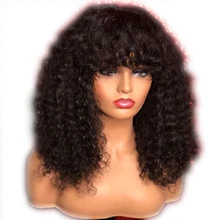 Eversilky 13x6 парики на шнурках, кудрявые парики с челкой, Детские волосы, предварительно сорванные, 250 плотность, Remy человеческие волосы, парики перуанские челка парик