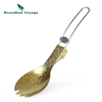 

Boundless Voyage Titanium Camping Cutlery Set Folding Spoon Spork Travel Set Portable BBQ Camping Cookware Utensils Travel Kit