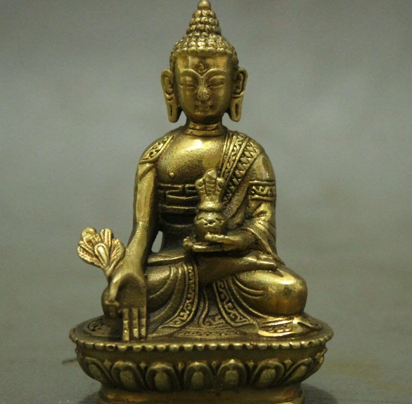 Народная Тибет Тибетский латунь буддизм Шакьямуни Медицина статуя Будды