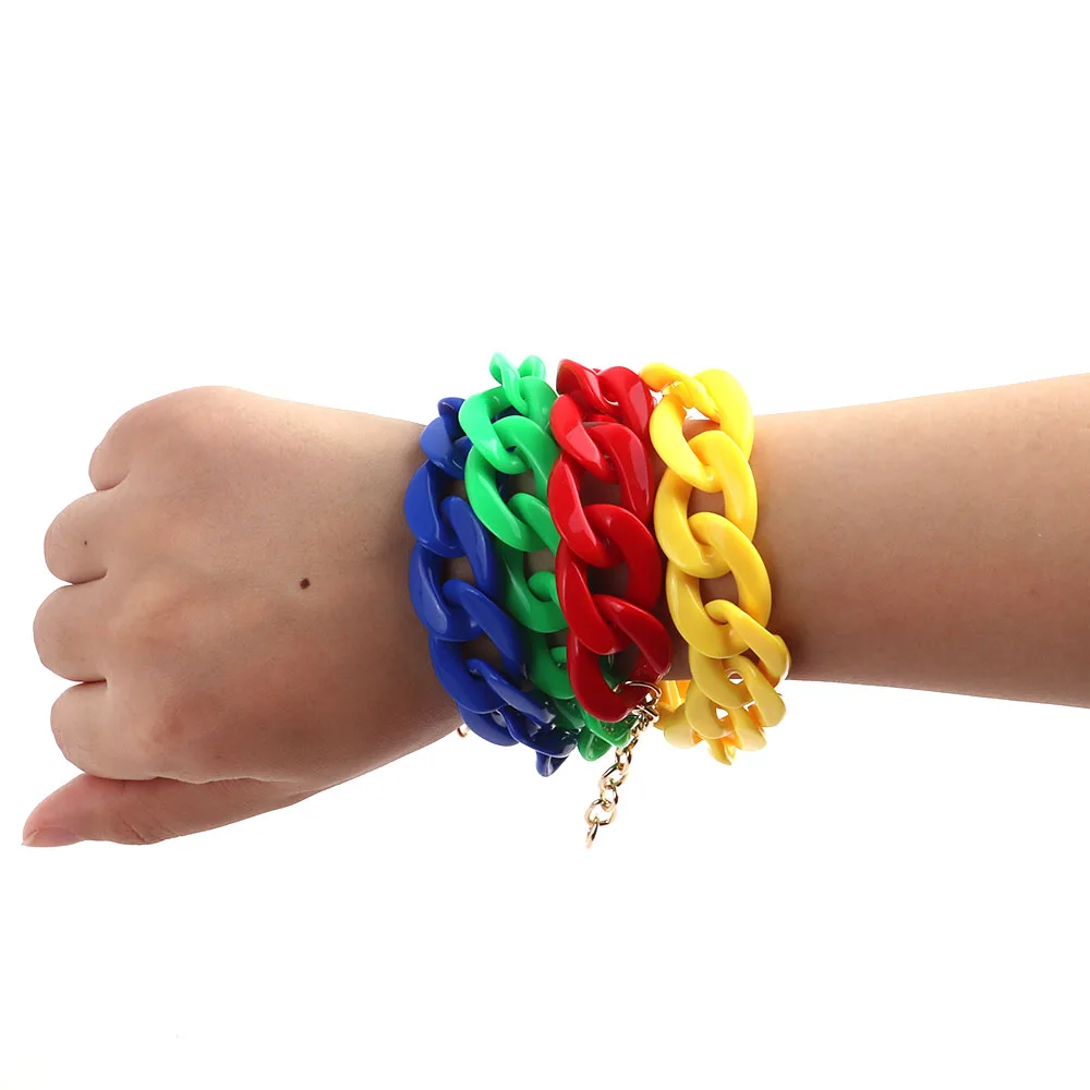 FishSheep Colorful Acrylic Thick Chain Bracelets For Men Women Bohemian Multi color Resin Chain Bracelets & Bangles 2021 Jewelry
