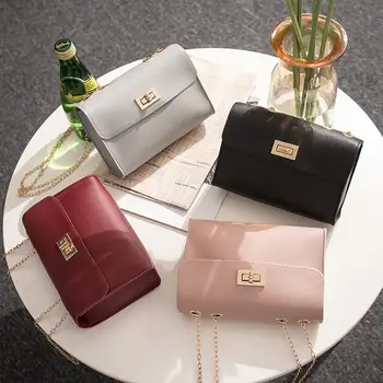 

1 Pcs Sleek Minimalist Square Bag High Quality PU Leather Shoulder Diagonal Bag Versatile Lock Chain Bag Mobile Phone Bag