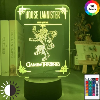 

Acrylic Led Night Light Game of Thrones House Lannister Family Emblems for Room Decorative Nightlight Touch Sensor Table Lamp