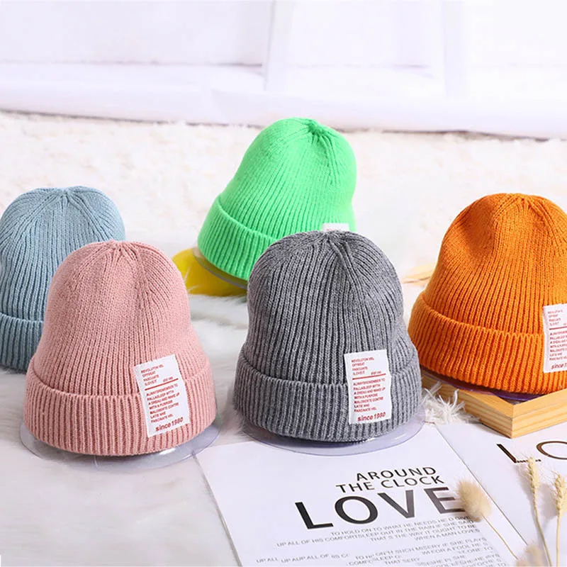 5 Colors Knitted Solid Color Winter Caps For Girls Boys Good Quality Crochet Children Bonnet Beanies Kids Hat Caps