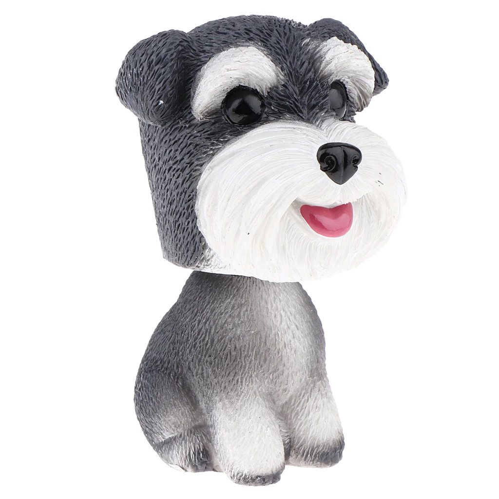 Cute Resin Schnauzer Bobbing Head Dog Puppy Bobble Head Auto Car Dashboard Decors Ornaments Toys