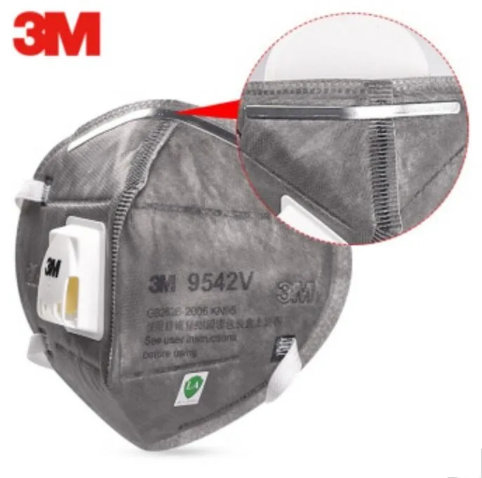 

3M 9542V N95 Grey Safety Protective FFP2 FFP3 Dust Masks Anti-PM 2.5 Sanitary Working Respirator With Filter Structure FFP3