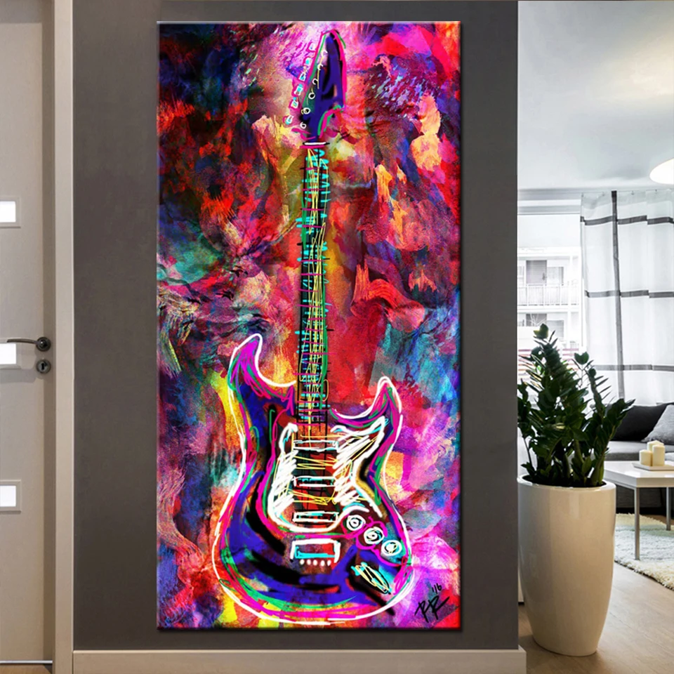 Diamond Painting 5D Square Round Colourful guitar Daimond Embroidery Mosaic Cross Stitch Crystal Musical instrument Art,
