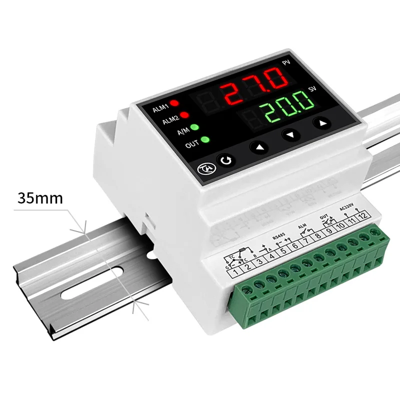 

din35mm rail temperature controller Din PID thermostat relay output ,4-20mA output , RS485 communication modbus protocol