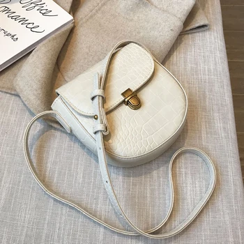 

Vintage Fashion Small Saddle Bag 2020 New High Quality Leather Women's Designer Handbag Crocodile pattern Shoulder Messenger Bag