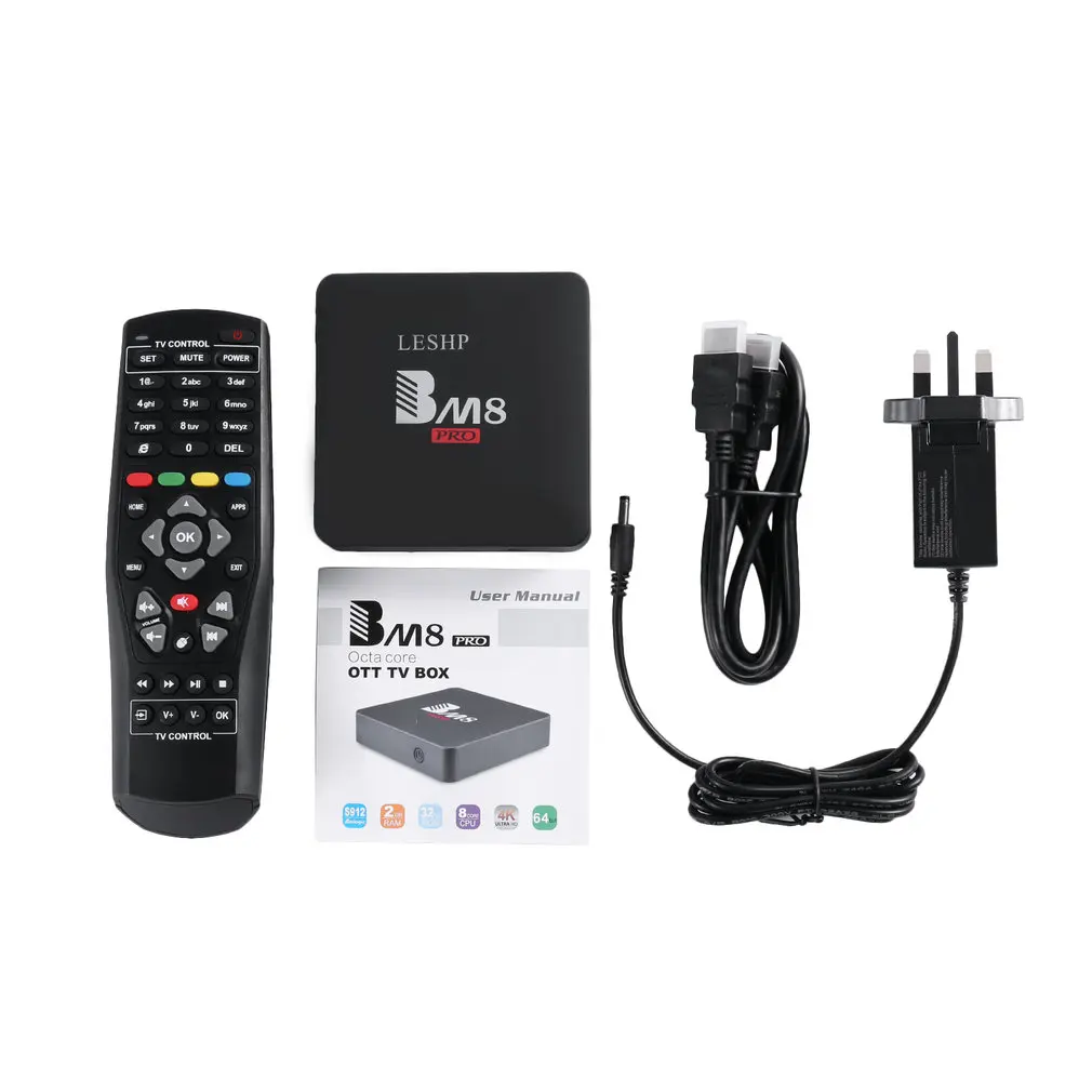 LESHP BM8PRO tv BOX 4K Android6.0 Amlogic S912 Восьмиядерный 2 ГБ DDR3 32 Гб EMMC 2,4G/5G двойной wifi диапазон BT 4,0 3D медиаплеер