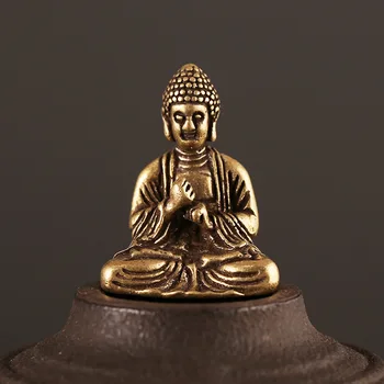 

Sakyamuni Buddha Statue Handmade Brass Buddha Sculpture Fengshui Figurine Meditation Miniature Home Decor Creative Gift