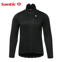Santic Men's Cycling Jacket Winter Fleece Thermal Long Sleeve Biker Shirts Full Zipper MTB Bicycle Sports Clothing  Asain Size