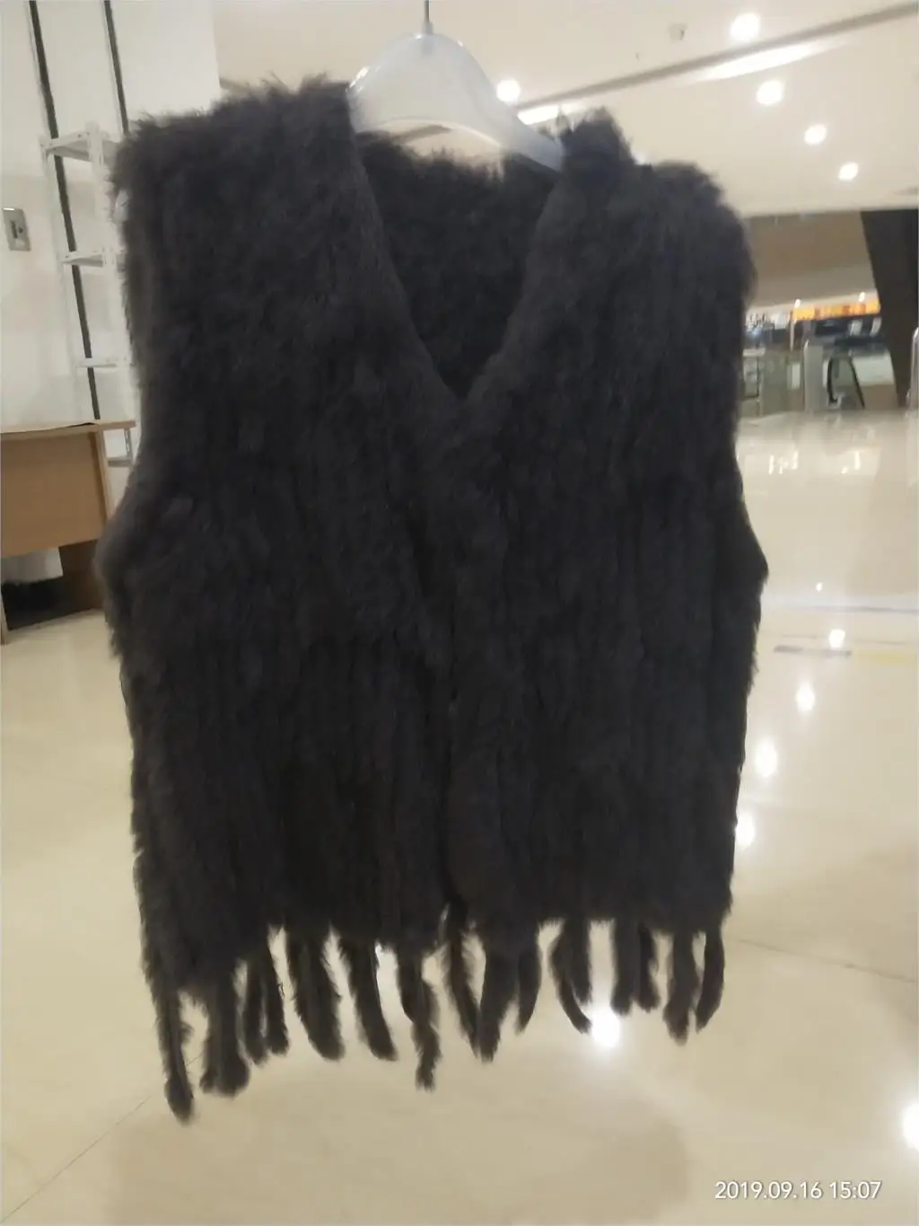 ZDFURS* дешевле натуральный мех женский натуральный вязаный мех кролика жилет с кисточками леди тонкий жилет зима ZDKR-165039