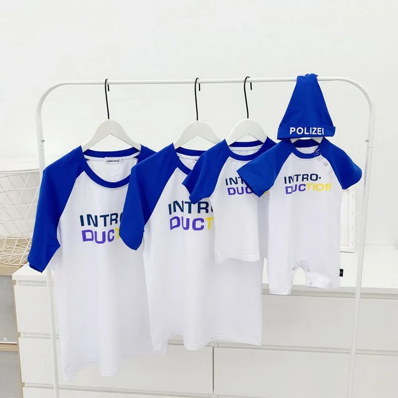 

2020 summer Baby creeper parents and children's clothes family style three family pure cotton T-shirt