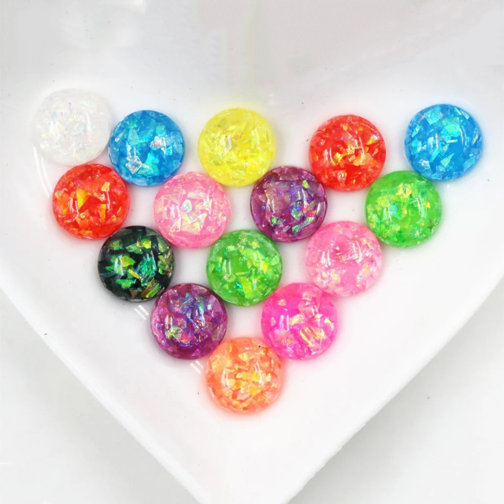 

New Fashion 40pcs 12mm White Printing Color Flat Back Resin Cabochons Cameo