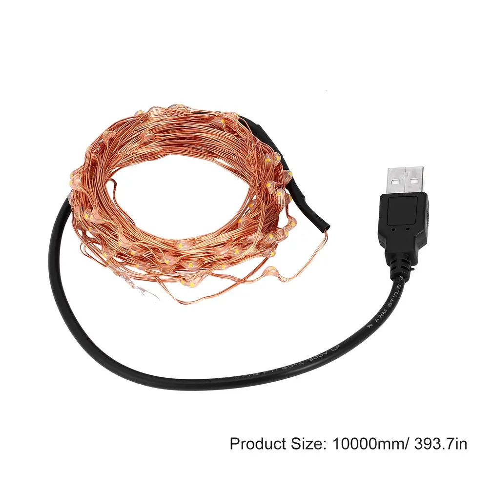 Открытый водонепроницаемый 10 м 100 светодиодов USB Powered медный звездный свет струны для праздника рождественской вечеринки украшения дома