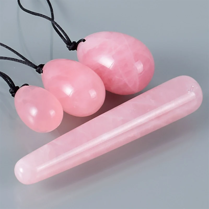 Natural Rose Quartz Yoni Egg Jade Eggs Women Kegel Exerciser Vaginal Muscles Tightening Ball Jade Massager Crystal Kegel Eggs