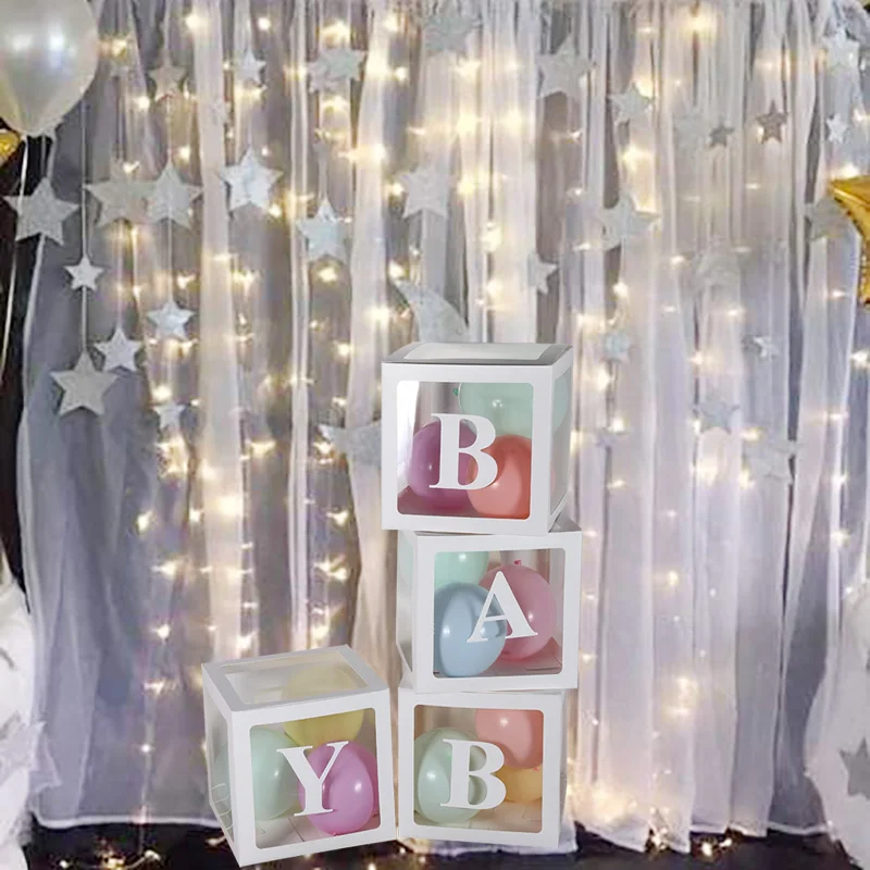 Детский душ 4 шт. прозрачная коробка шар 1-й День рождения Babyshower вечерние украшения Свадебный декор любовь ребенок Подарочная коробка поставки