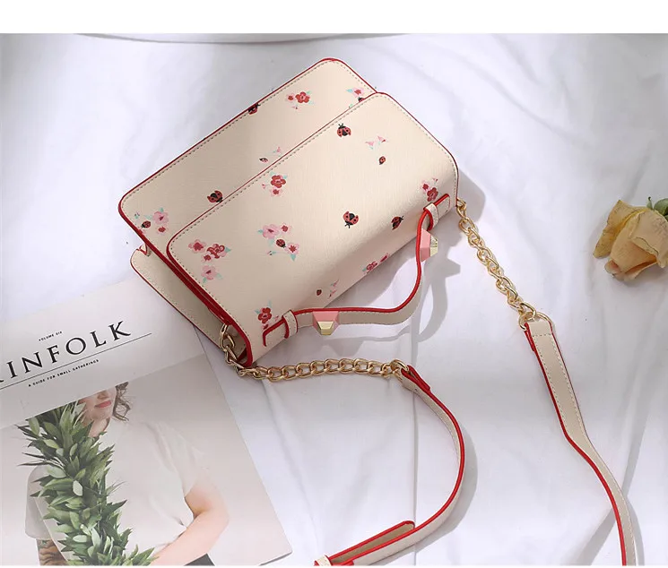 Новая женская сумка простая розовая сумка с принтом Модная Повседневная маленькая квадратная сумка женская диагональная посылка