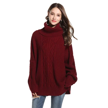 

Plus Size 5XL Fashion Winter Autumn New version Women Casual Solid Turtleneck Sweater Warm Oversize Long Sleeve Knitted Sweater