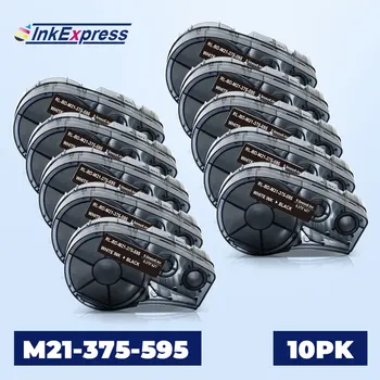 

10PK For Brady M21-375-595 Label Tape Vinyl M21-375-595 Labels White on Black For Brady BMP21-PLUS BMP21-LAB IDPAL Label Maker