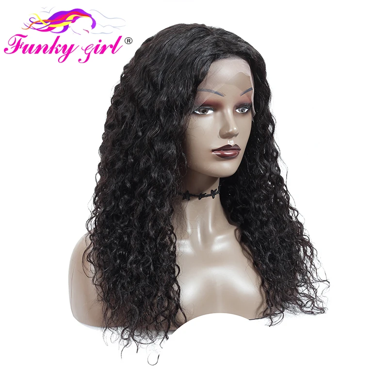 Funky Girl парики из натуральных волос на кружеве для черных женщин бразильская холодная завивка парик предварительно сорвал с плотностью волос младенца 150% не Реми