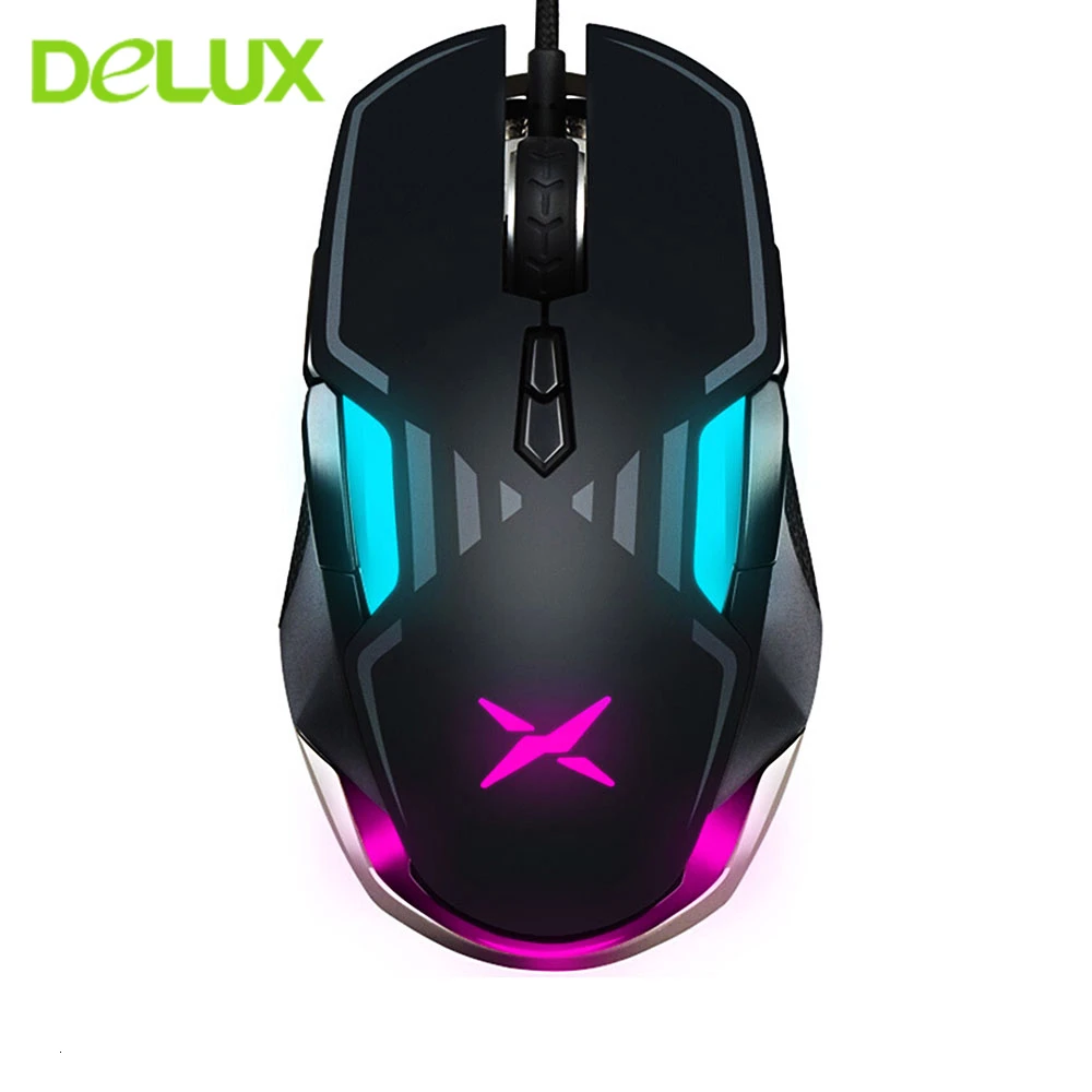 

Delux M628 PMW3389 Gaming Mouse Gamer 9 Buttons RGB Backlit Wired Optical Mice 16000 DPI USB Computer Game Mause For Overwatch