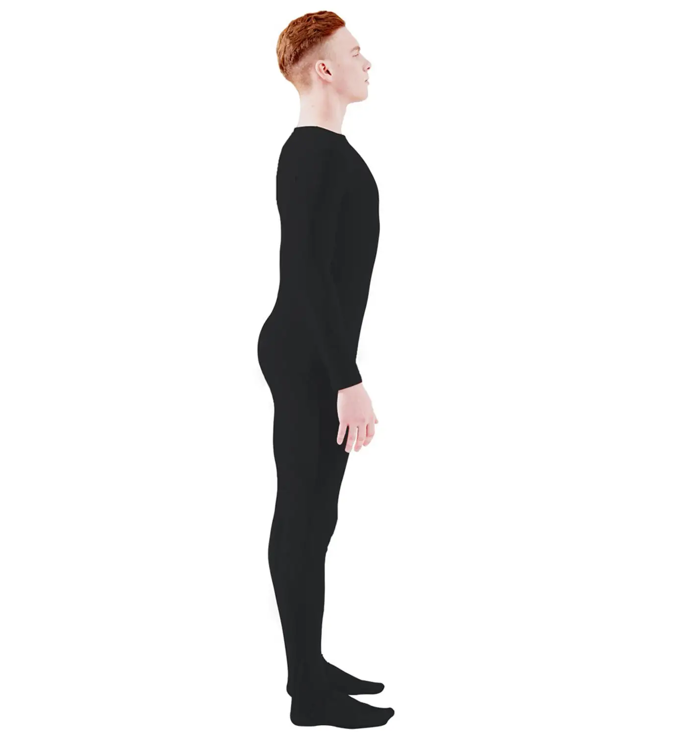 Ensnovo взрослый лайкра гимнастическое трико из спандекса полный костюм мужской черный облегающий костюм костюмы с длинным рукавом танец Йога Unitard