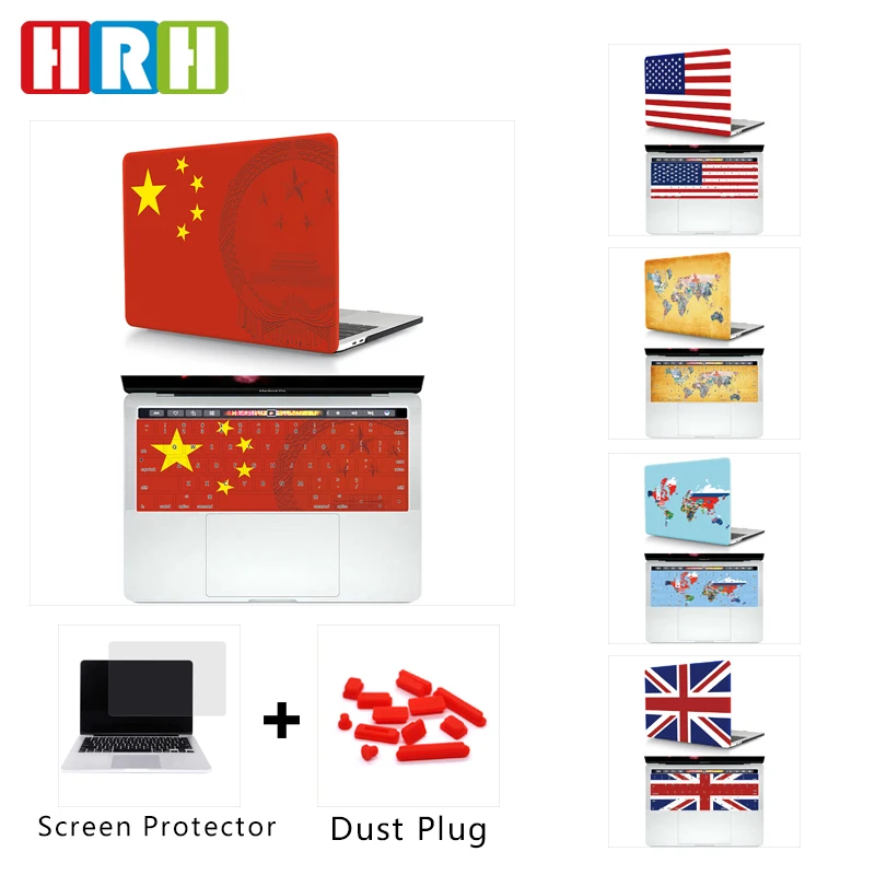 HRH 2In1 World flag Design Laptop Body Protective Hard Case Keyboard Skins For Mac Air Pro Retina 11 12 13 15 A2159 A2289 A2251 |
