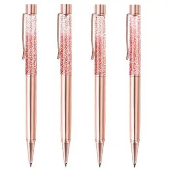 

4PCS Ballpoint Pens Bejewelled Ballpoint Pen Dynamic Liquid Quicksand Pen Rose