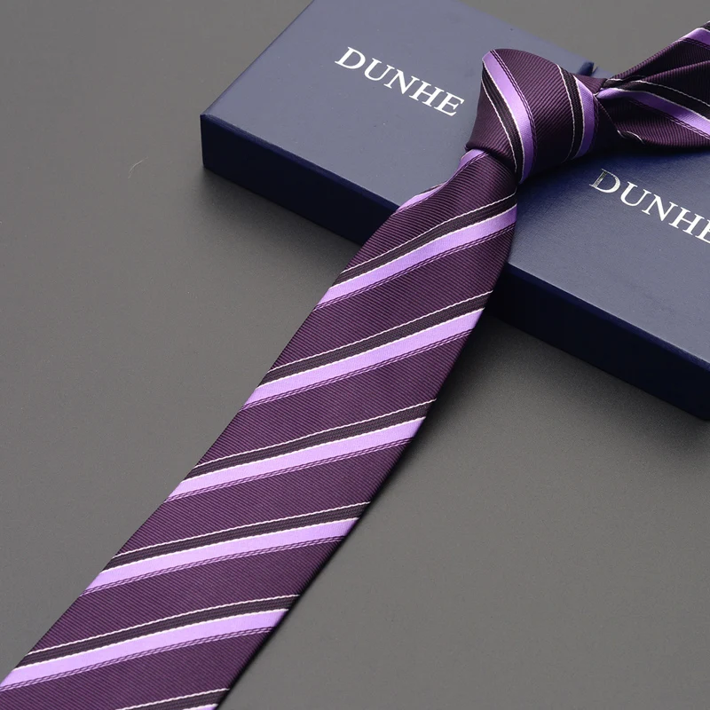 Высокое качество новые модные галстуки мужские деловые рабочие 7 см Полосатый шелковый галстук свадебные галстуки для мужчин дизайнерский бренд с подарочной коробкой - Цвет: ha705