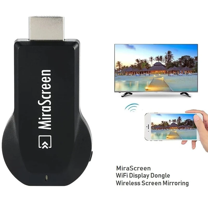 

MiraScreen Wireless WiFi Display Dongle Receiver TV Stick 1080P HD Miracast Airplay DLNA Mirroring for Android iOS Smart Phone