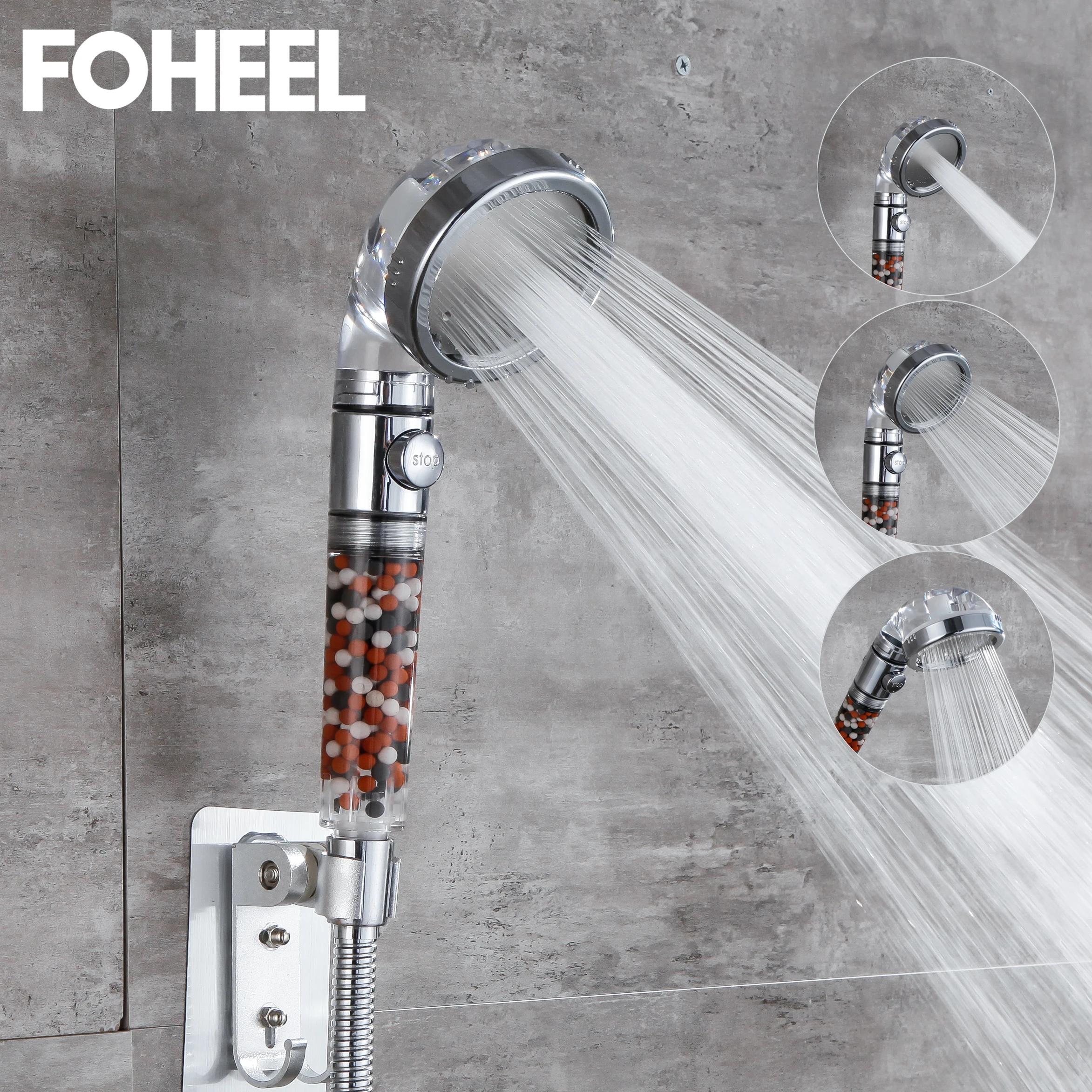 FOHEEL-Pommeau de douche réglable, 3 modes, douchette à main