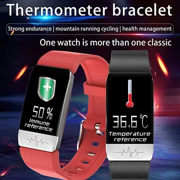 

Hottest T1 smart Bracelet Body Temperature Smartband Thermomoter Measurement Pedometer Color Screen Heart Rate Smart Wristband