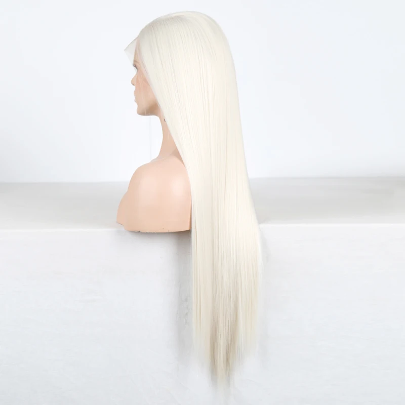 RONGDUOYI длинные черные волосы, завязанные вручную, парики для женщин, 13X6, синтетический парик на кружеве, боковая часть, шелковистый прямой передний парик на шнурке