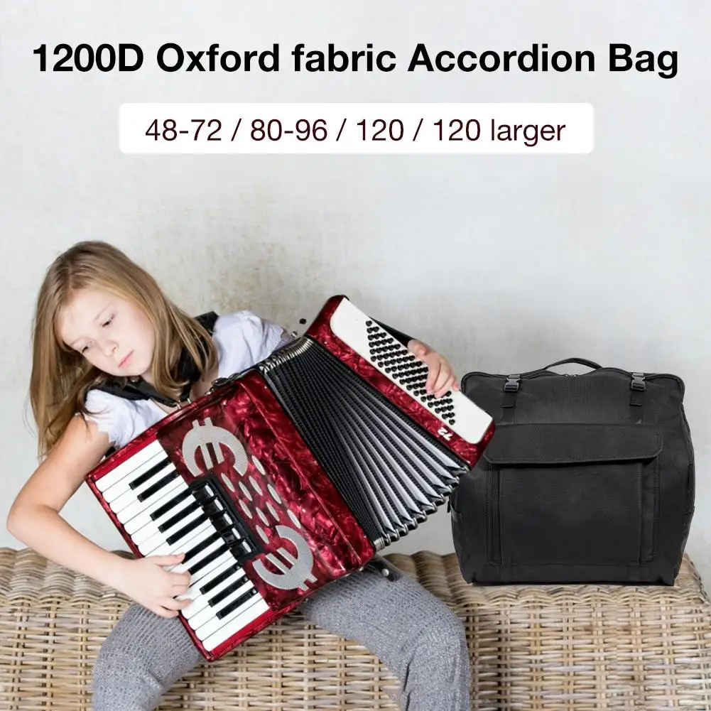Black with Adjustable Strap OTTF Shockproof Accordion Bag Gig Bag Series Accordions Storage Bag for 48/60/72/80/96/120 Bass Piano Accordions 