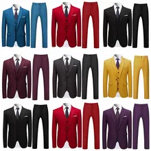 Новое поступление, весенне-осенний мужской костюм со штанами для свадьбы, тонкий костюм на пуговицах, однотонный пиджак