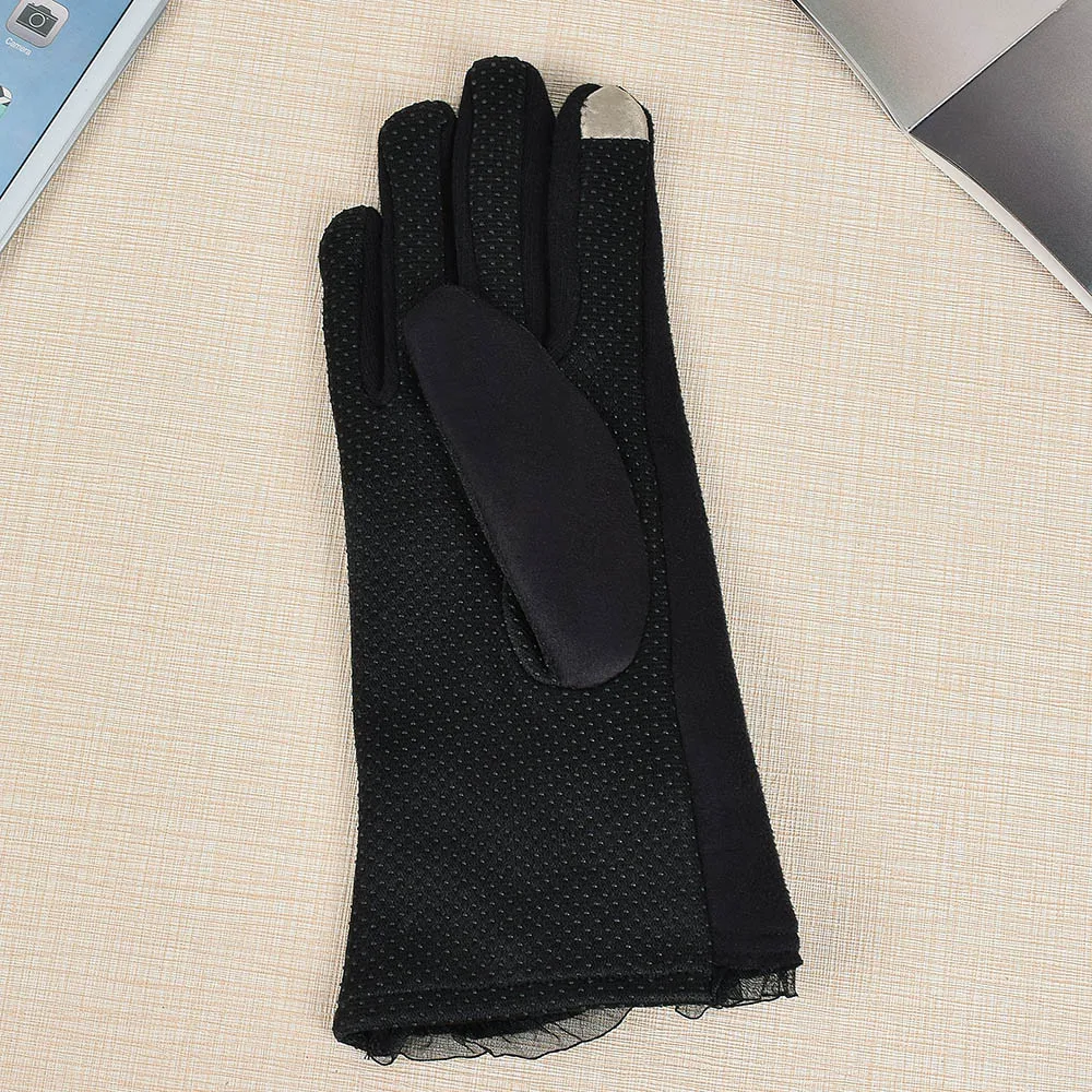 Меховые кружевные перчатки для женщин; бархатные утепленные Хлопковые варежки; ветрозащитные перчатки для женщин и девочек; перчатки на палец; Rekawiczki Damskie