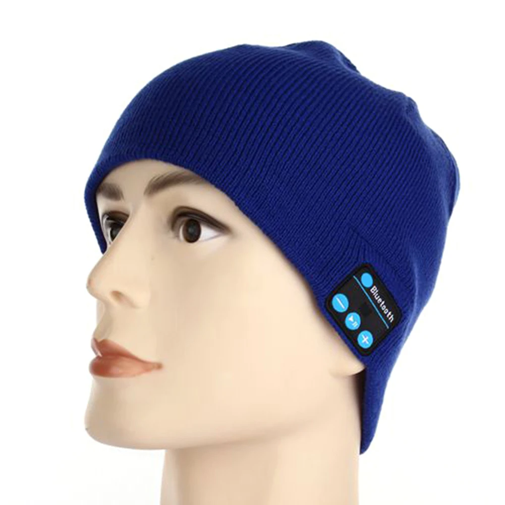 Winter Bluetooth USB Rechargeable Music Headset Warm Knitting Beanie Hat Cap Breathable Men Gorras Hats Warm Casual Lady Beanies 3