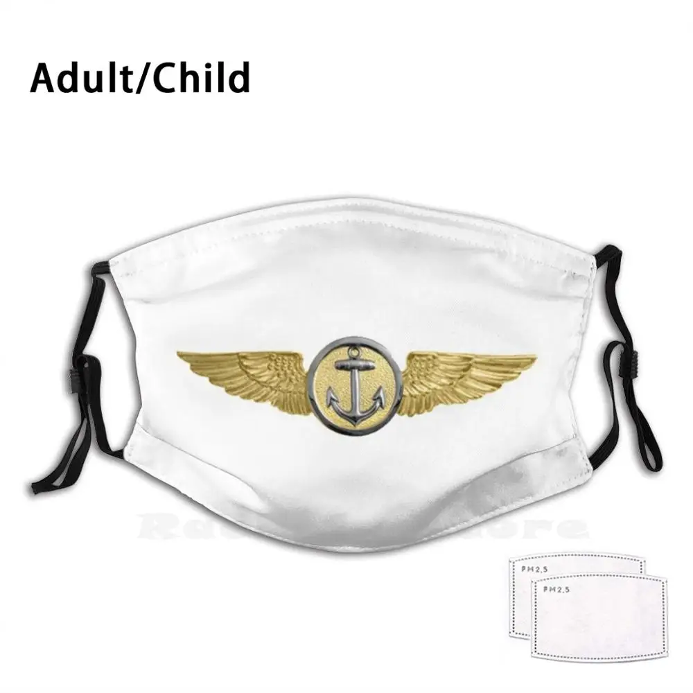 Navy. Usmc. Aviation Insignia Naval Observer Badge. Print Washable Filter Anti Dust Mouth Mask Usmc Bird Propeller | Аксессуары для