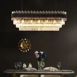 Современная хрустальная люстра для столовой Роскошный кухонный Остров приспособления для подвесных светильников черный светодиодный