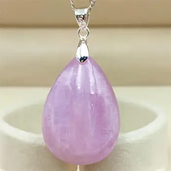 

Genuine Natural Purple Kunzite Quartz Pendant Cat Eye 30x21x10mm Water Drop Gemstone Necklace Jewelry AAAAA