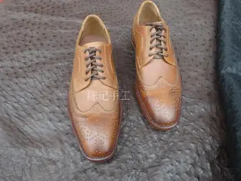 

Leather Shoes Men Handmade Customize Carved Customize Square Toe Leather Calfskin Sole Customize Buty Meskie Derby Shoes Lace-up