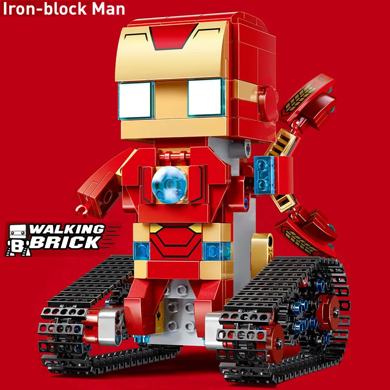 

Mould king Building Blocks Electric Remote Control Robot of Square Head Iron Man Educational Assembled Toys New Year