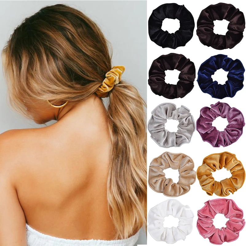 

Women Velvet Hair Scrunchie Elastic Hair Bands Solid Color Girls Headwear Scrunchies Ponytail Holder Headband Hair Accessories
