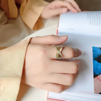 

Gold Vintage Bowknot Ring 925 Sterling Silver Rings For Women Bijoux Argent 925 Massif Pour Femme Fine Jewelry Zilveren Ringen