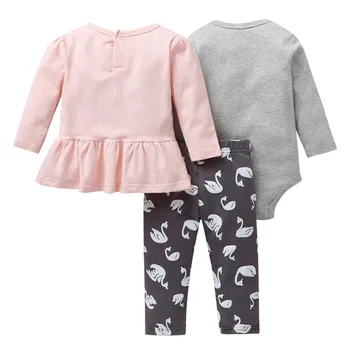 

Baby's Sets Three-Piece Pants Long-Sleeved Romper Girls Cartoon Trousers Top Bodysuit I