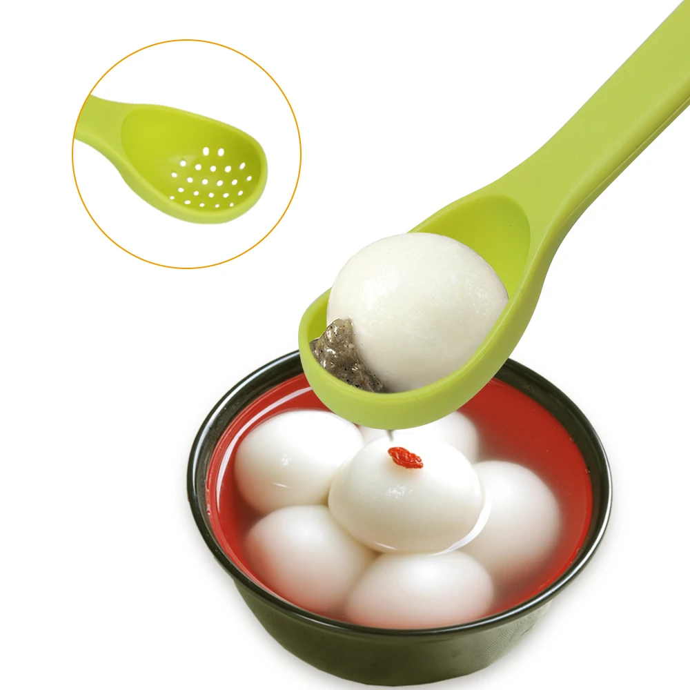 Stainless Steel Fruit Fork 2 in 1 Colander Spoon Filter Cooking Tools Canned Fruit Juice Filtering Spoon Long Handle Strainers kitchenware accessories