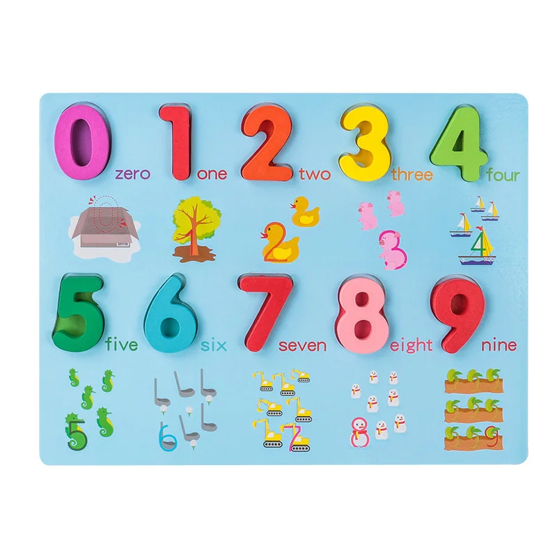 Kids 3D Wooden Puzzle Toys Colorful Number Letter Geometry Shape Cognition Grasp Board Early Learning Educational Montessori Toy 12