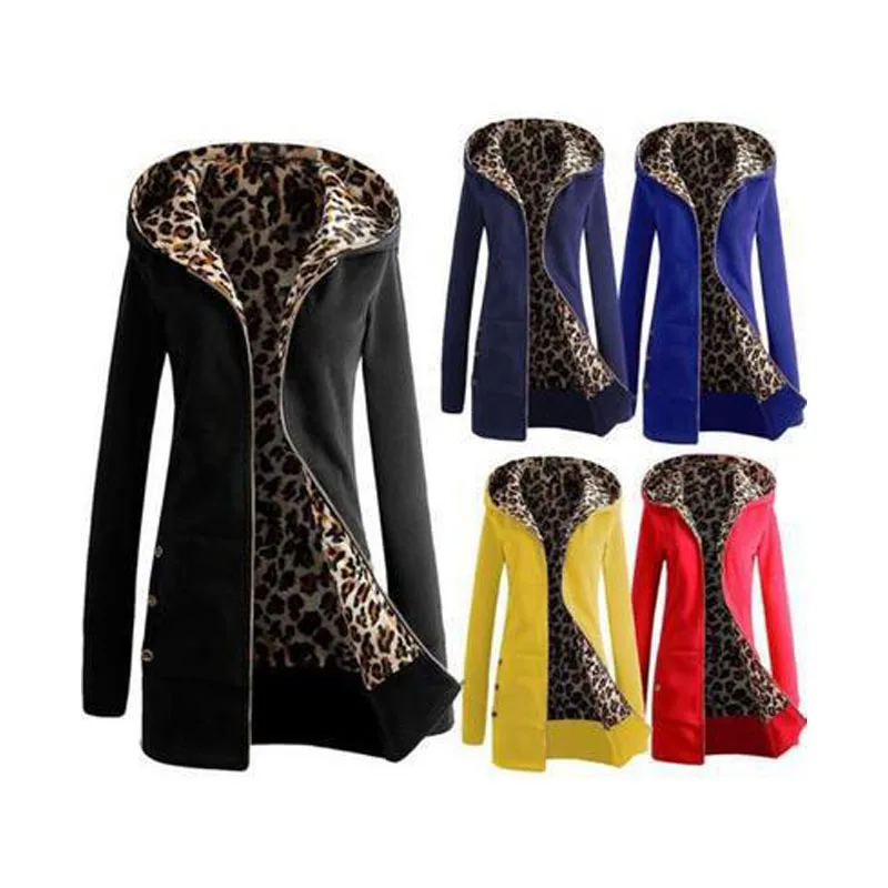 Женская осенне-зимняя леопардовая куртка с капюшоном и длинными рукавами, пальто, модная одежда, большие размеры 6xl, кардиганы ветровки черного и красного цвета